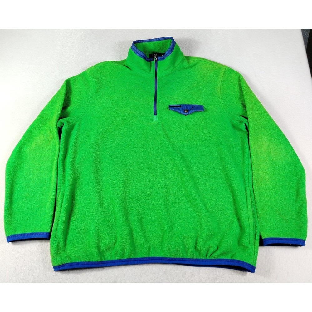 Polo Ralph‎ Lauren Jacket Mens XL Green Fleece 1/4 Zip Pullover Blue Trim